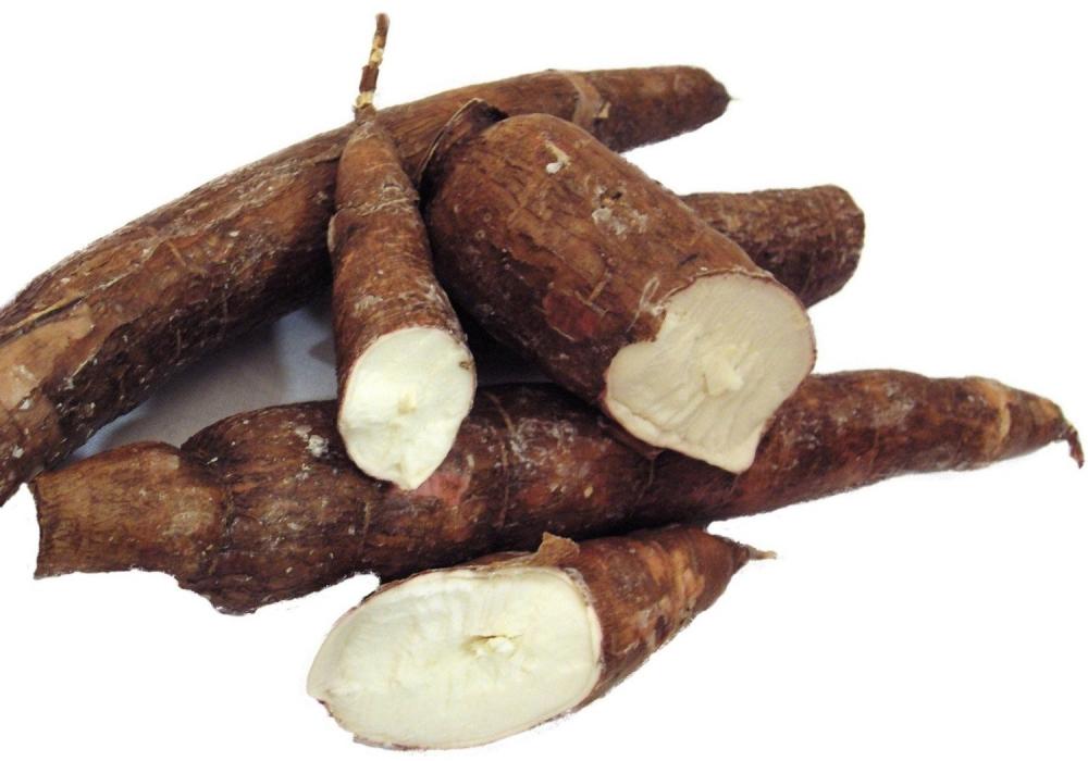 Pile of Cassavas on white background